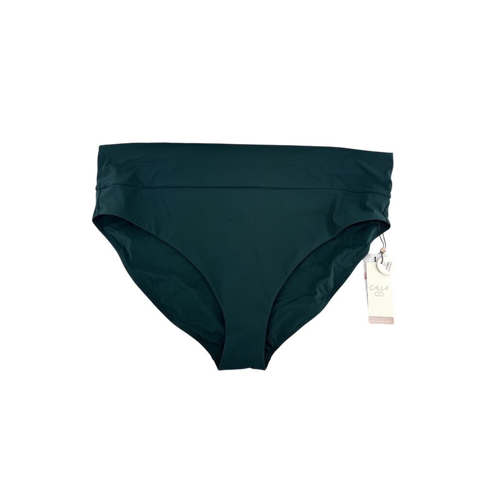 CALIA Women's Wide Banded High Rise Swim Bottoms Sea Green XXL